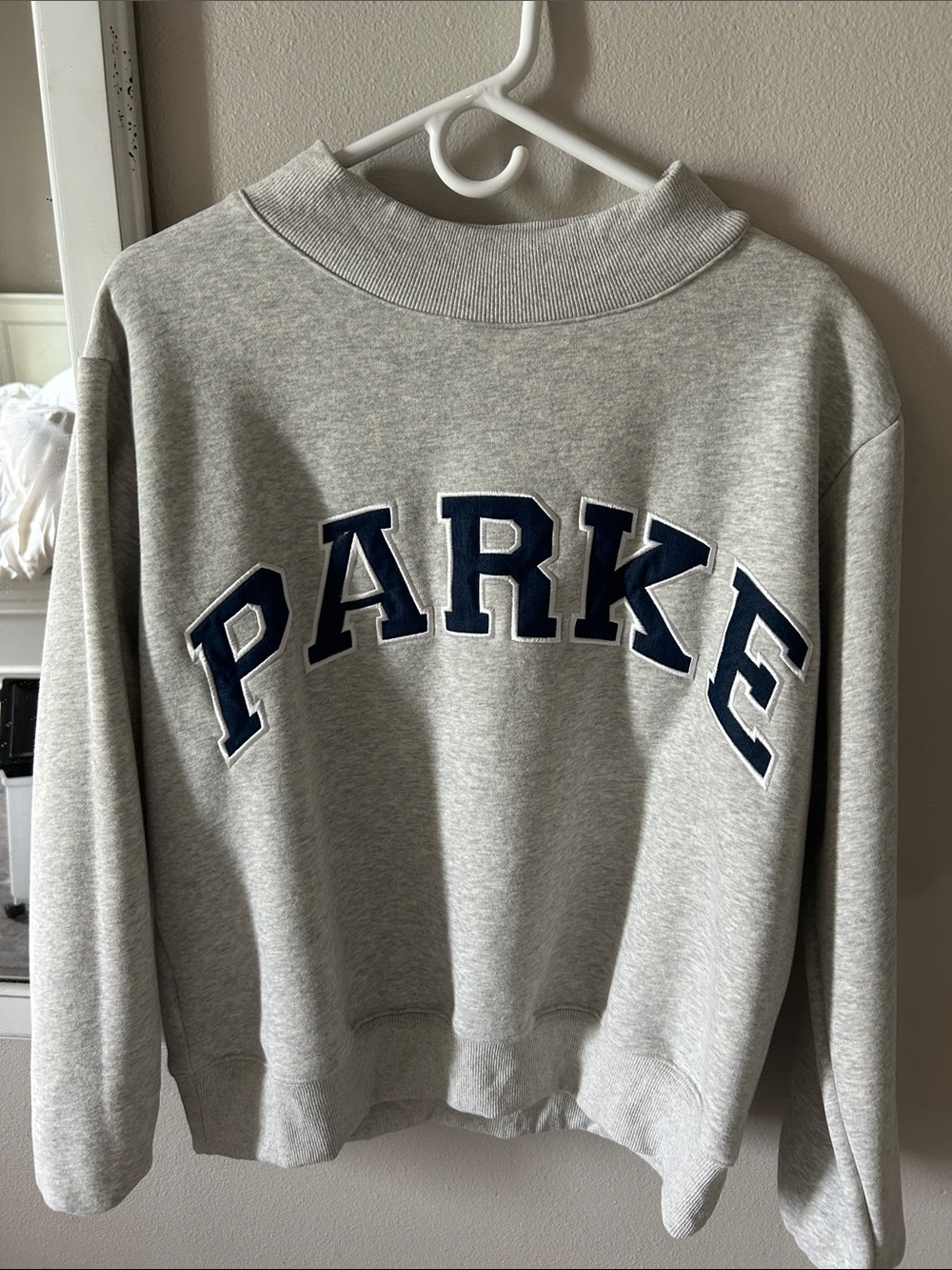 Parke Grey Crewneck Sweatshirt with Navy Appliqué - Women